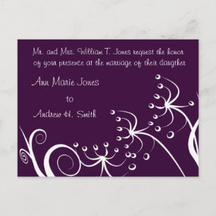 Wedding Invitation with White Wild Flowers Postcard