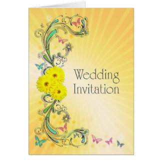 Wedding invitation with yellow flwoers