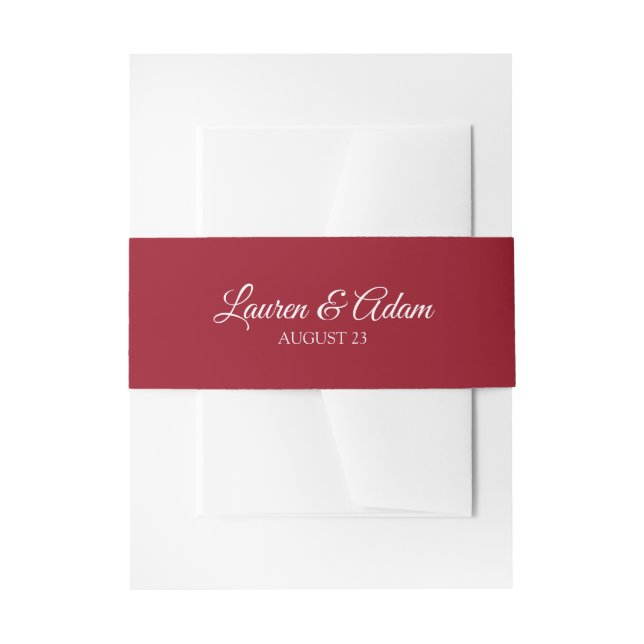 Wedding Invitation Wrap / Belly Band | Burgundy (Front Example)