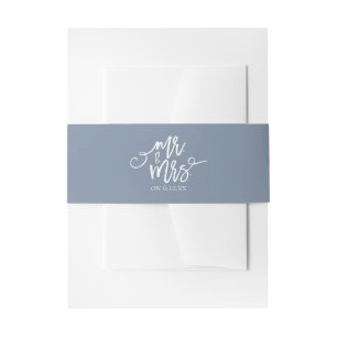 Wedding Invitation Wrap / Belly Band   Dusty Blue