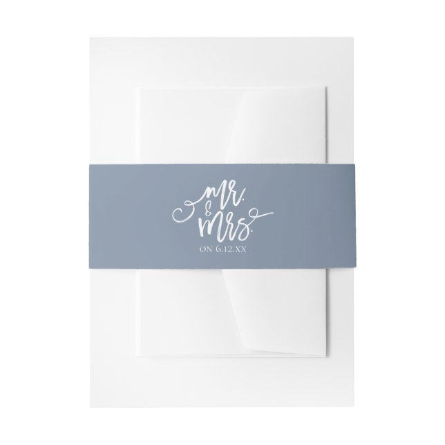 Wedding Invitation Wrap / Belly Band | Dusty Blue (Front Example)
