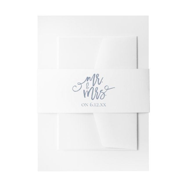Wedding Invitation Wrap / Belly Band | Dusty Blue (Front Example)