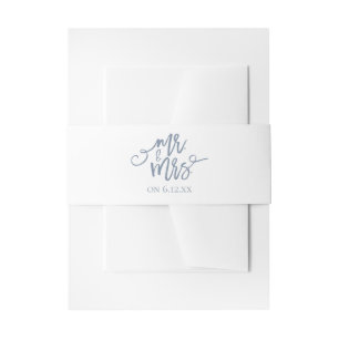 Wedding Invitation Wrap / Belly Band   Dusty Blue Invitation Belly Band