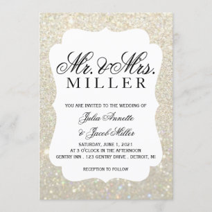 Wedding Invitation - Your Day White Gold Glitter