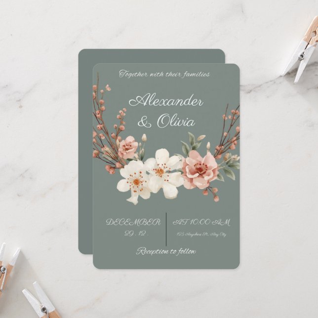  Wedding Invitations (Front/Back In Situ)
