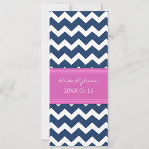 Wedding Invitations Blue Hot Pink Chevron