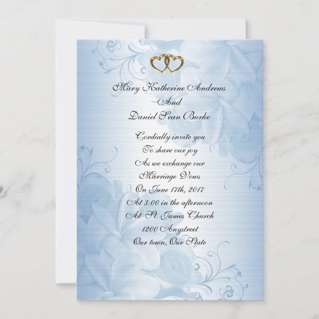 Wedding Invitations  Blue satin elegant (Front)