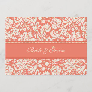 Wedding Invitations Coral Cream Damask