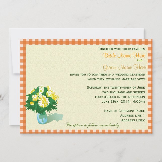 wedding invitations, country style plaids invitation (Front)