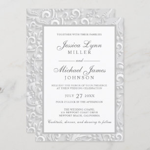 Wedding Invitations Elegant Grey White 3D Design