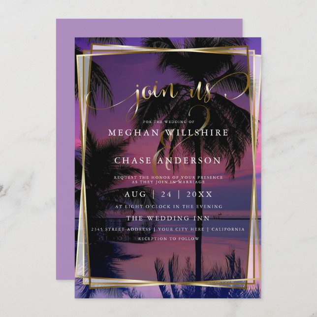 Wedding Invitations  | Exotic Tropical Night Beach (Front/Back)
