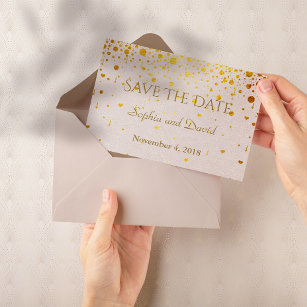 Wedding Invitations   Gold Confetti SAVE THE DATE