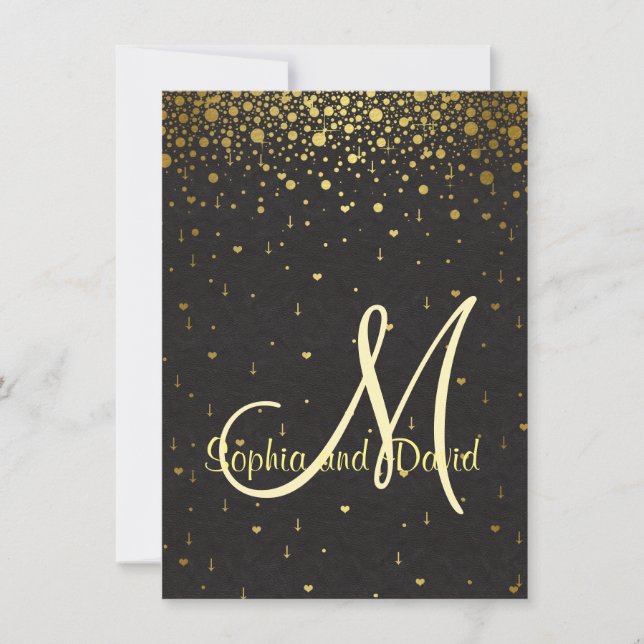 Wedding Invitations | Gold Glam Confetti Invite (Front)
