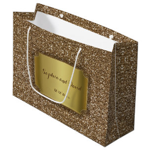 Wedding Invitations Gold Glitter Custom Large Gift Bag