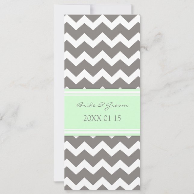 Wedding Invitations Grey Mint Chevron (Front)