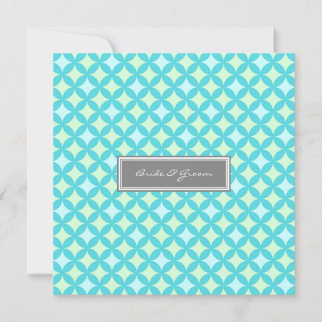 Wedding Invitations Grey Teal Mint Pattern (Front)