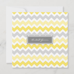Wedding Invitations Grey Yellow Chevron