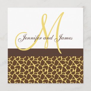 Wedding Invitations Monogram Giraffe Pattern