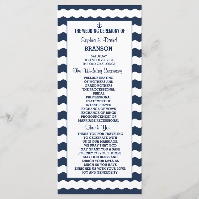 Wedding Invitations | Nautical Navy Program (Front)
