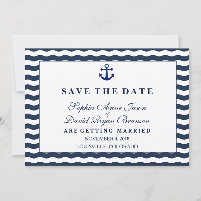 Wedding Invitations | Nautical Navy SAVE THE DATE (Front)