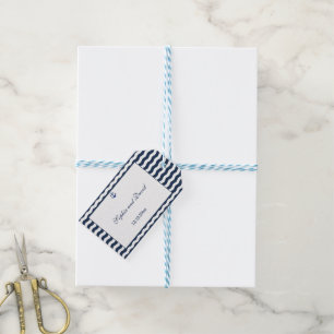 Wedding Invitations   Nautical Navy Waves Gift Tags