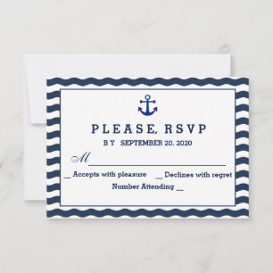 Wedding Invitations Nautical Navy Waves RSVP