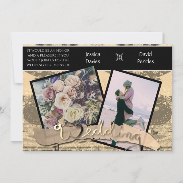 Wedding Invitations Photos& Sepia Steampunk (Front)