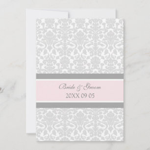 Wedding Invitations Pink Grey White Damask