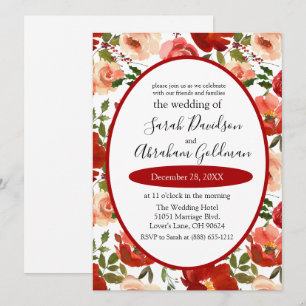 Wedding Invitations - Red Floral Roses
