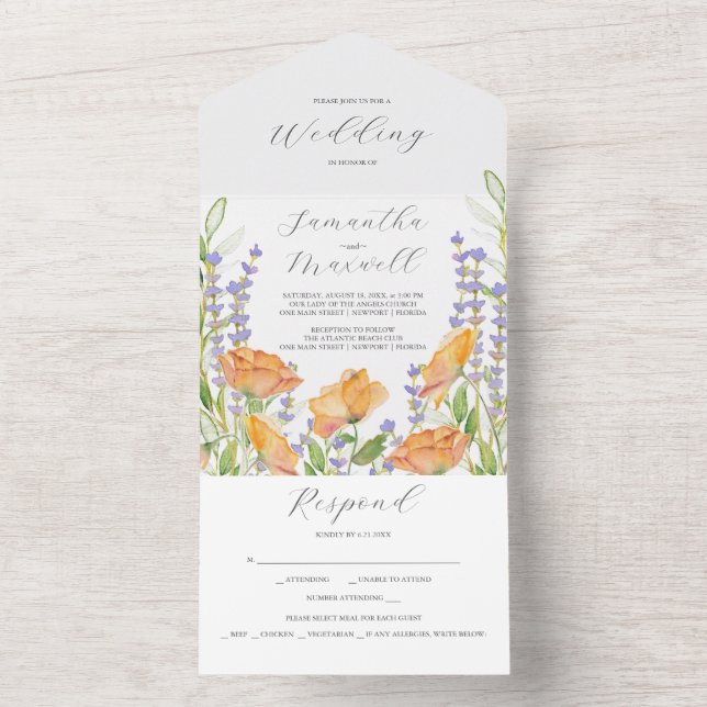 Wedding Invitations Watercolor Wildflowers (Inside)