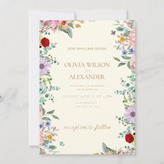 Wedding invitations with spring flowers