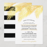 WEDDING INVITE chic modern gold palm fronds leaves