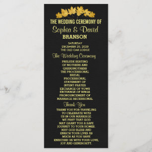 Wedding Invite Gold Fall Foliage Leather Program