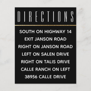 Wedding Invite Insert Card Elegant Gold and Black