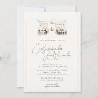 Wedding Invite - Library Ceremony in Watercolor