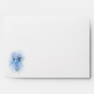 Wedding Invite Modern Blue Watercolor Orchids Enve Envelope