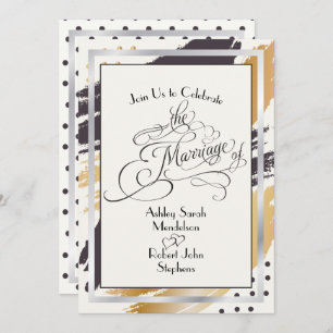 Wedding Invite Modern Paint Strokes and Typography