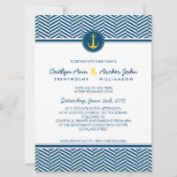 WEDDING INVITE nautical anchor custom monogram