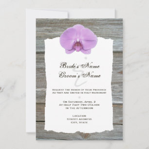 Wedding Invite Purple Orchid & Barnwood