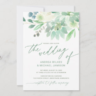 Wedding Invite Succulent Cactus Watercolor Green