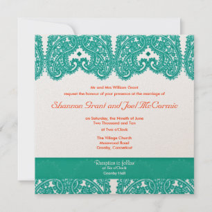 Wedding Invite Teal and Coral