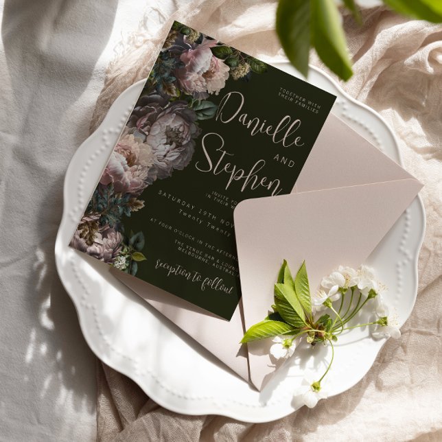 Wedding Invite Template Dark And Moody, Floral (Creator Uploaded)