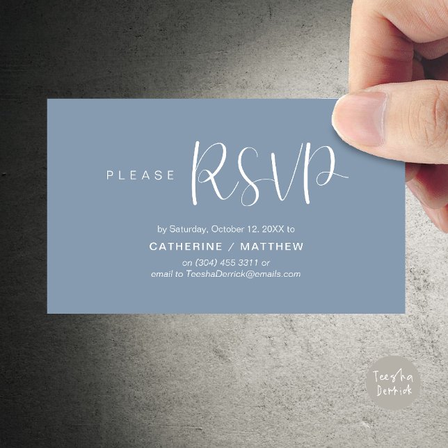 Wedding Invites RSVP Reminder, Modern Minimal (Wedding Invites RSVP Reminder enclosed card, Modern Minimal Dusty Blue)