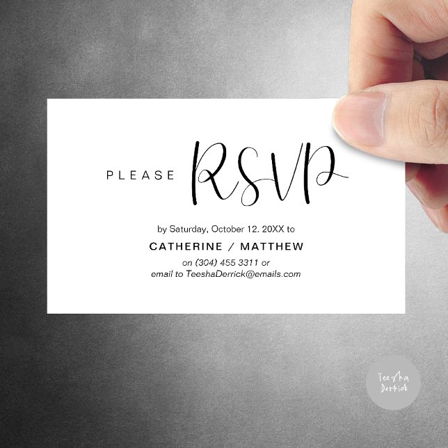 Wedding Invites RSVP Reminder, Modern Minimal (Wedding Invites RSVP Reminder enclosed card, Modern Minimal Black and White)