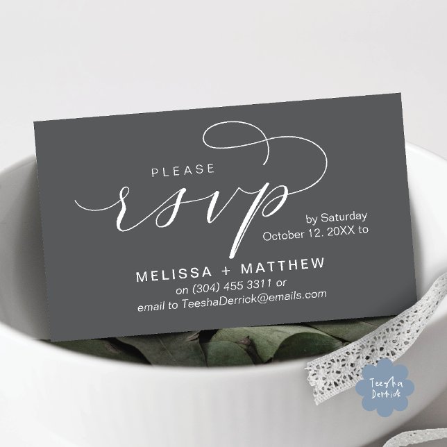 Wedding Invites RSVP Reminder Modern Minimalist (Modern Wedding Celebration Invites RSVP Reminder Enclosed Card in Dark Grey)