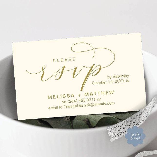 Wedding Invites RSVP Reminder Modern Minimalist (Modern Wedding Celebration Invites RSVP Reminder Enclosed Card in Aesthetic Yellow Gold)