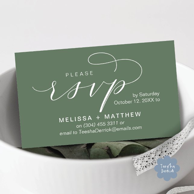 Wedding Invites RSVP Reminder Modern Minimalist (Modern Wedding Celebration Invites RSVP Reminder Enclosed Card in Rustic Sage Green)