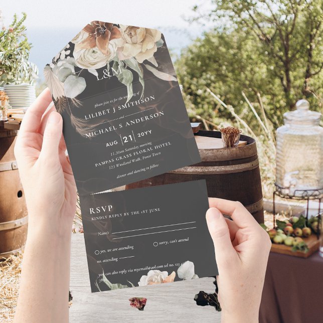 Wedding Invites with RSVP | BOHO Pampas Grass  (Creator Uploaded)