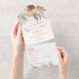 Wedding Invites with RSVP   BOHO Pampas Grass 