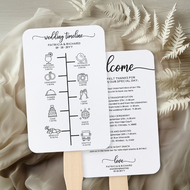 Wedding Itinerary Cocktail - Icon Wedding Welcome  Hand Fan (Creator Uploaded)